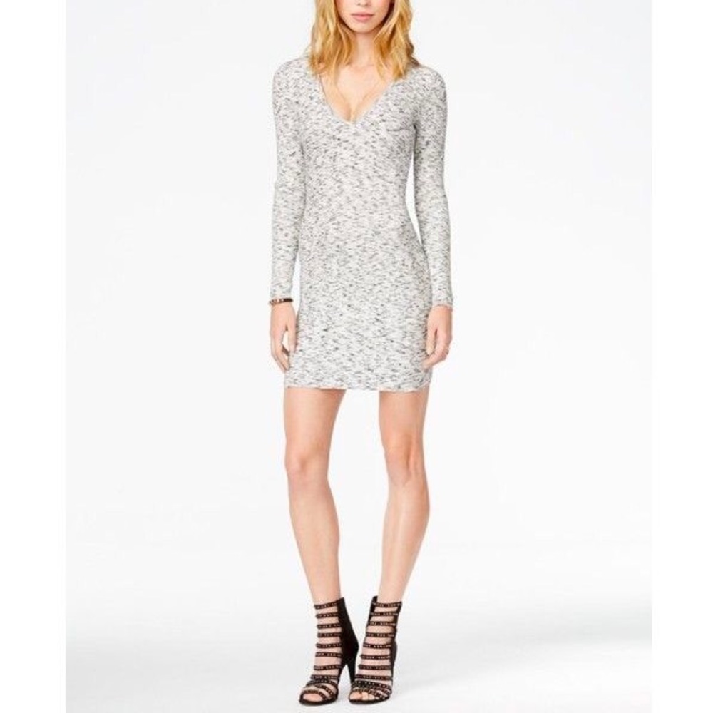 GUESS Long- sleeve Deep V Ribbed Dress